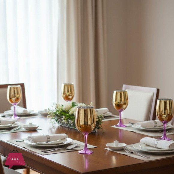 Gold & Color Accent Water Pitcher & Goblet Set