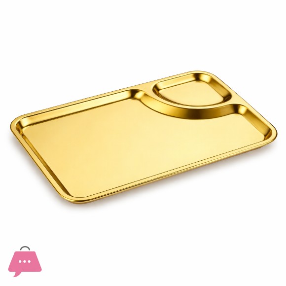 Golden Serving Snacks Tray – Elegant Metal Tray - Habitt