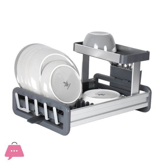 High-Quality Aluminium 2-tier Rust-resistant Dish Drainer Silver
