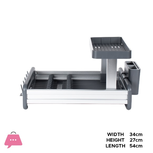 High-Quality Aluminium 2-tier Rust-resistant Dish Drainer Silver