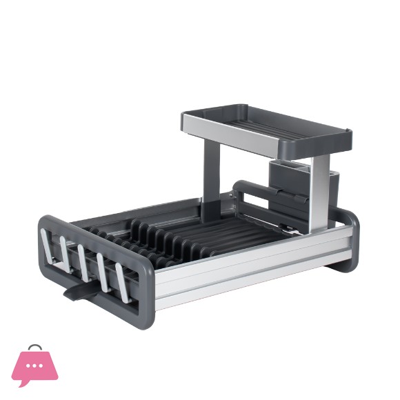 High-Quality Aluminium 2-tier Rust-resistant Dish Drainer Silver