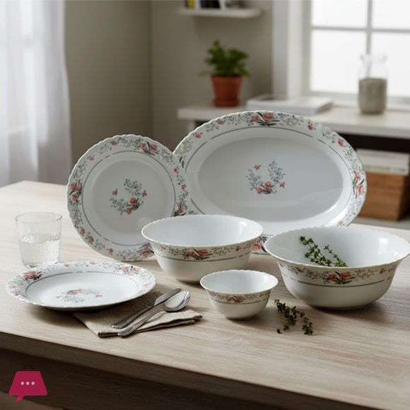 KINGRI OPALWARE MARBLE DINNER SET 26 PCS (ROMANTIC PINK)