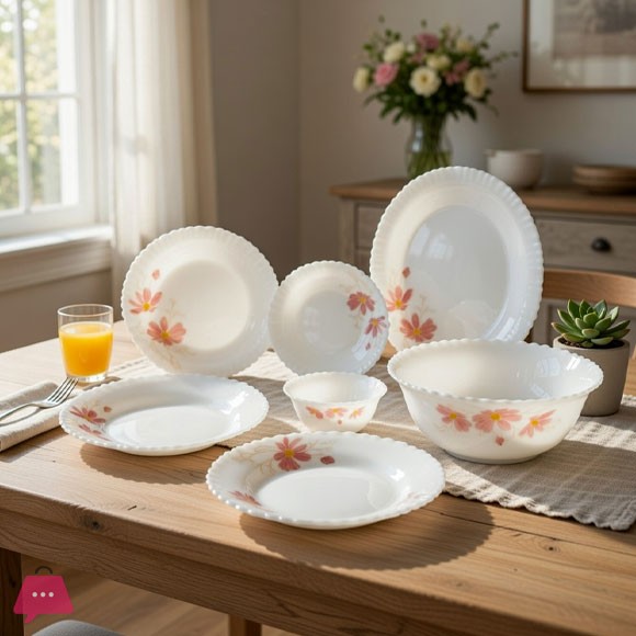 KINGRI OPALWARE MARBLE DINNER SET 26 PCS (SHAGHAYEGA PINK)