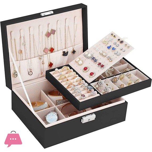 Leather Jewellery Organizer with Locker 2 Layers