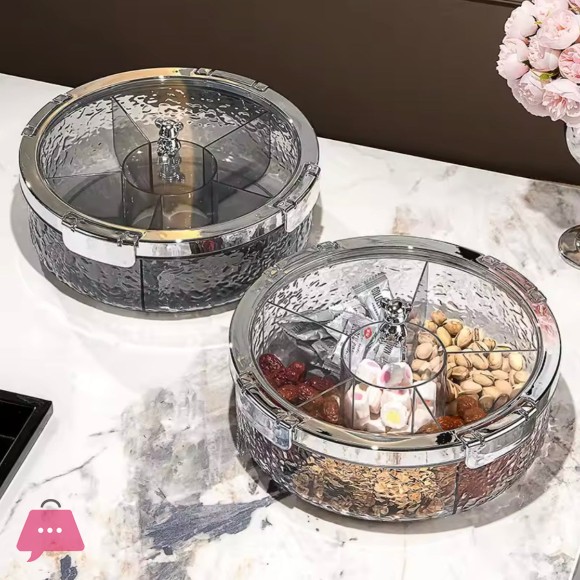 Luxury Sealed Snack Tray With Cover 5 Grid Multi Compartment Dry Fruit Tray