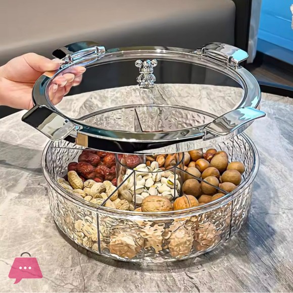 Luxury Sealed Snack Tray With Cover 5 Grid Multi Compartment Dry Fruit Tray