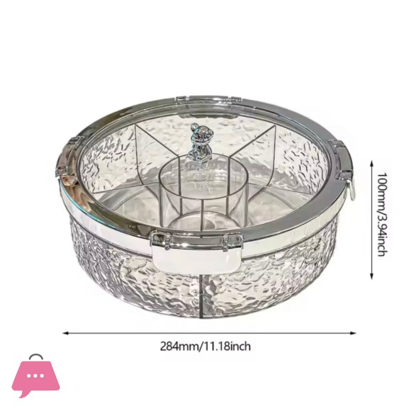 Luxury Sealed Snack Tray With Cover 5 Grid Multi Compartment Dry Fruit Tray