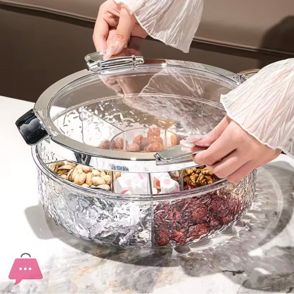 Luxury Sealed Snack Tray With Cover 5 Grid Multi Compartment Dry Fruit Tray