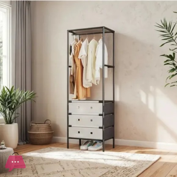 Modern 3-Tier Multifunctional Coat Rack and Shoe Rack, Black