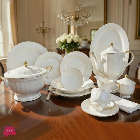Noritake Japan Srilanka Imperial Dinner Set Golden Outline 85-Pcs 12 Person