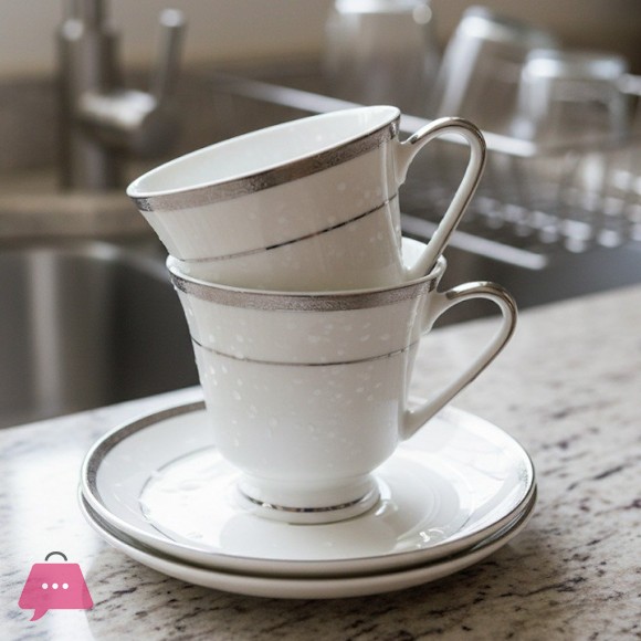 Noritake Signature Gold & Platinium 6 Cups & 6 Saucers