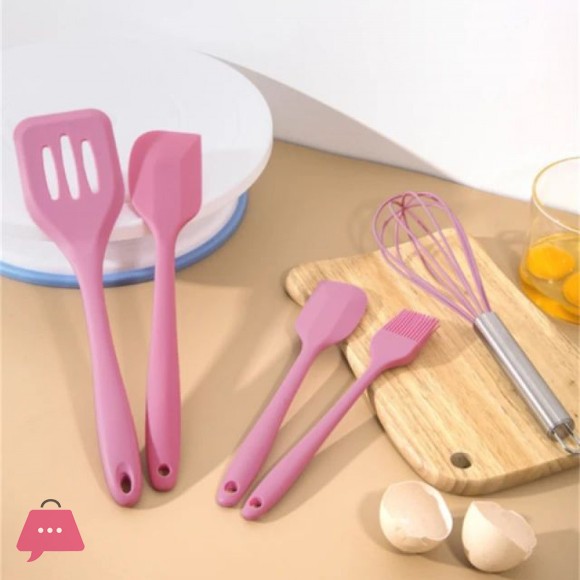 Pack of 5 Premium Silica Gel Kitchen Utensils Set with Storage Box – Non-Stick, Heat Resistant Cooking Tools