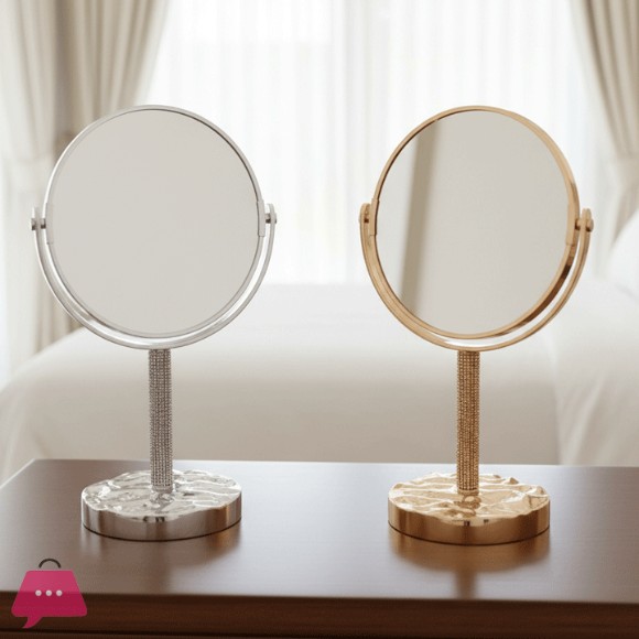 Rotating Desktop Beauty Mirror Makeup Mirror Double Faced Round Glass Mirror