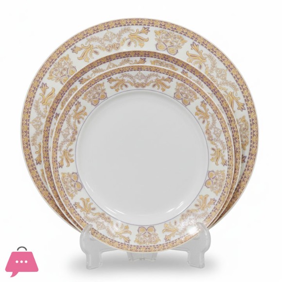 Royal Bone China Plate Set Embassy Pattern 20th Century 18-Pcs