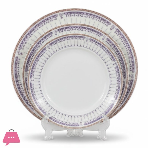 Royal Bone China Plate Set Embassy Pattern 20th Century 18-Pcs