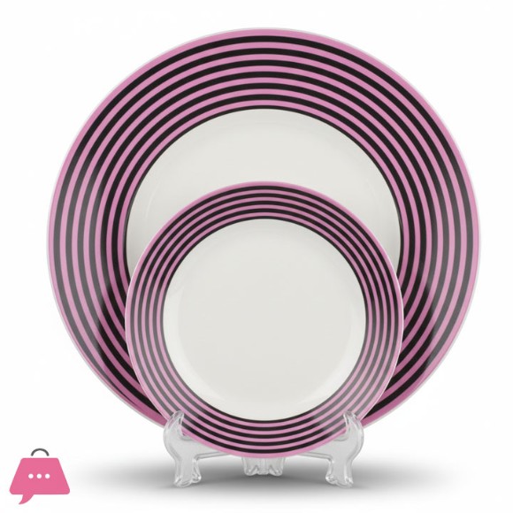 Royal Bone China Plate Set Embassy Pattern 20th Century 18-Pcs
