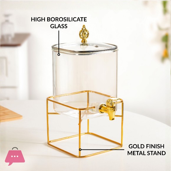 Royale Flow Glass Juice Dispenser with Stand 3.5 Liter