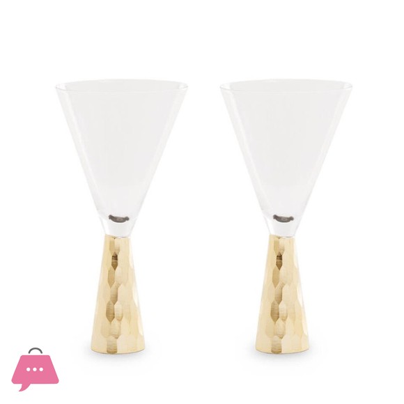 Set of 4 Funnell Shaped Cocktail Martini Glasses 8oz Elegant Gold Martini Glasses 350ml