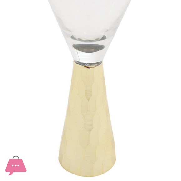 Set of 4 Funnell Shaped Cocktail Martini Glasses 8oz Elegant Gold Martini Glasses 350ml