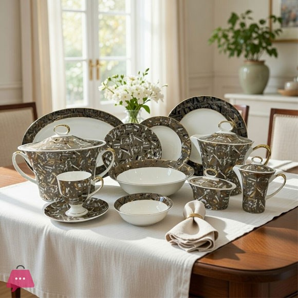Versace New Style Dinner Set Bone China 8 Person Serving 61 Pcs