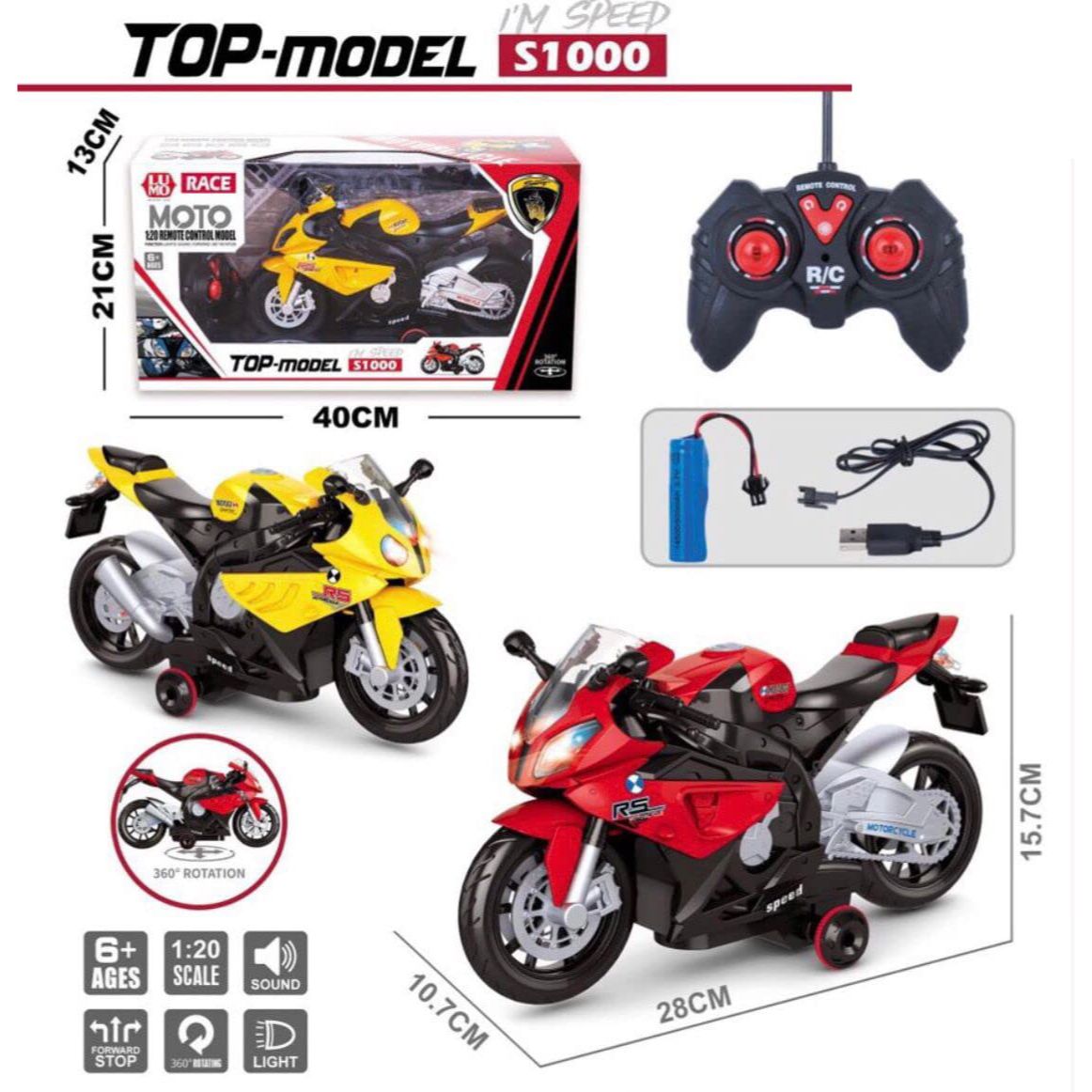 Race Moto Remote Control Bike 1:20 Scale RC Bike - 565-R3