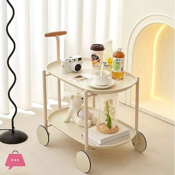2 Tier Utility Storage Coffee & Tea Serving Trolley Metal Heavy Duty Frame and ABS Plastic Shelves