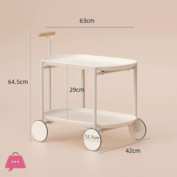 2 Tier Utility Storage Coffee & Tea Serving Trolley Metal Heavy Duty Frame and ABS Plastic Shelves