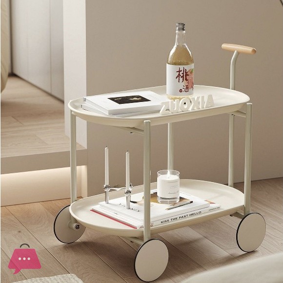 2 Tier Utility Storage Coffee & Tea Serving Trolley Metal Heavy Duty Frame and ABS Plastic Shelves