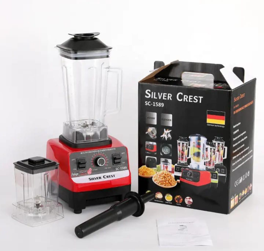 2-in-1 Heavy Duty Blender Juicer 4500W Silver Crest SC-1589 Pure Copper Motor, Multi-Functional Food Processor Smoothie Mixer