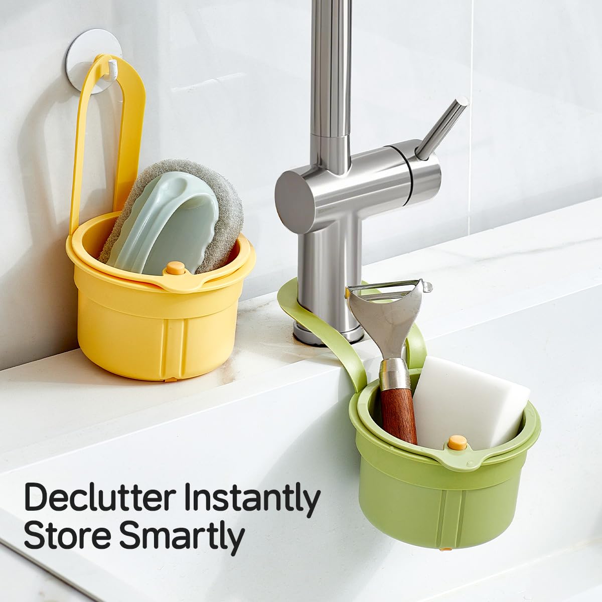 Kitchen Sink Drain Basket, Double Layer Strainer Food Waste Filter Baskets
