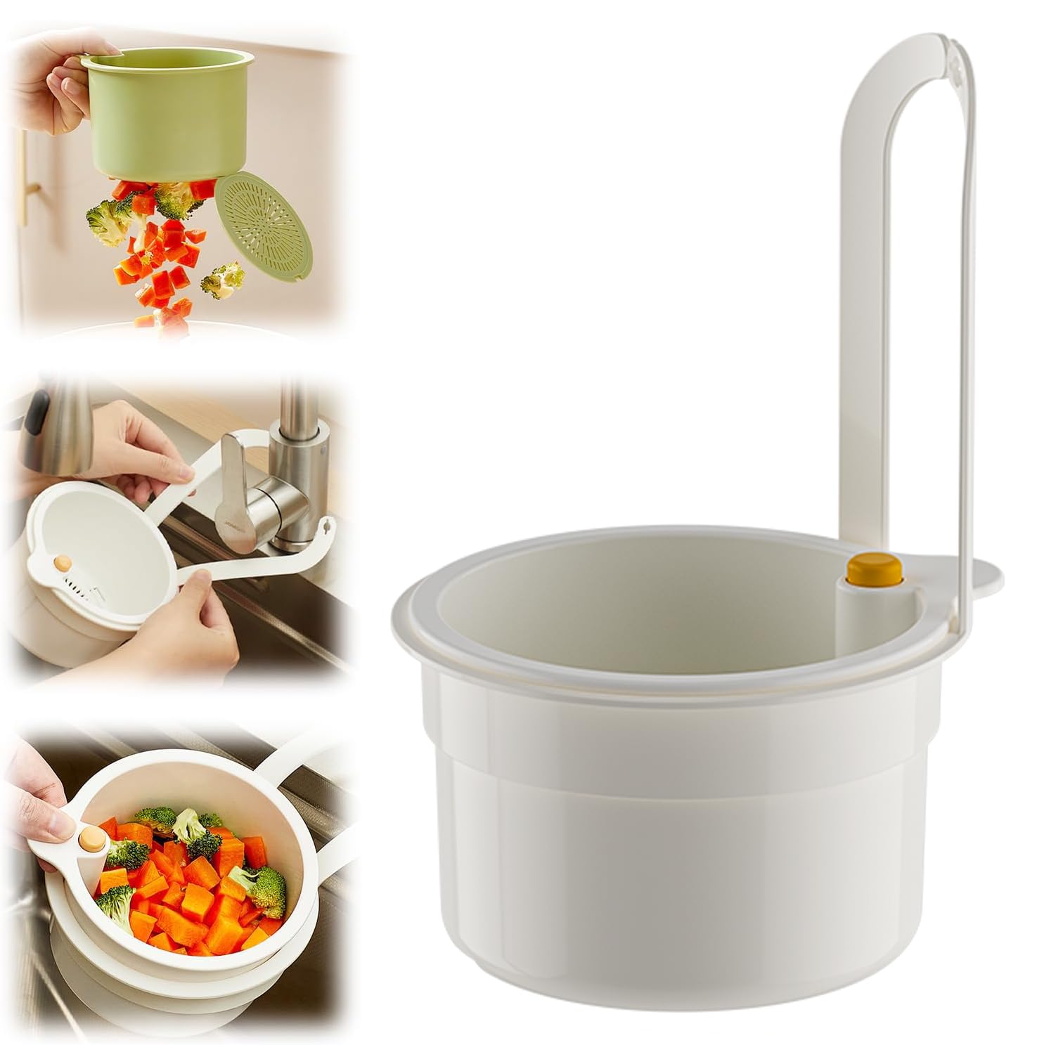 Kitchen Sink Drain Basket, Double Layer Strainer Food Waste Filter Baskets