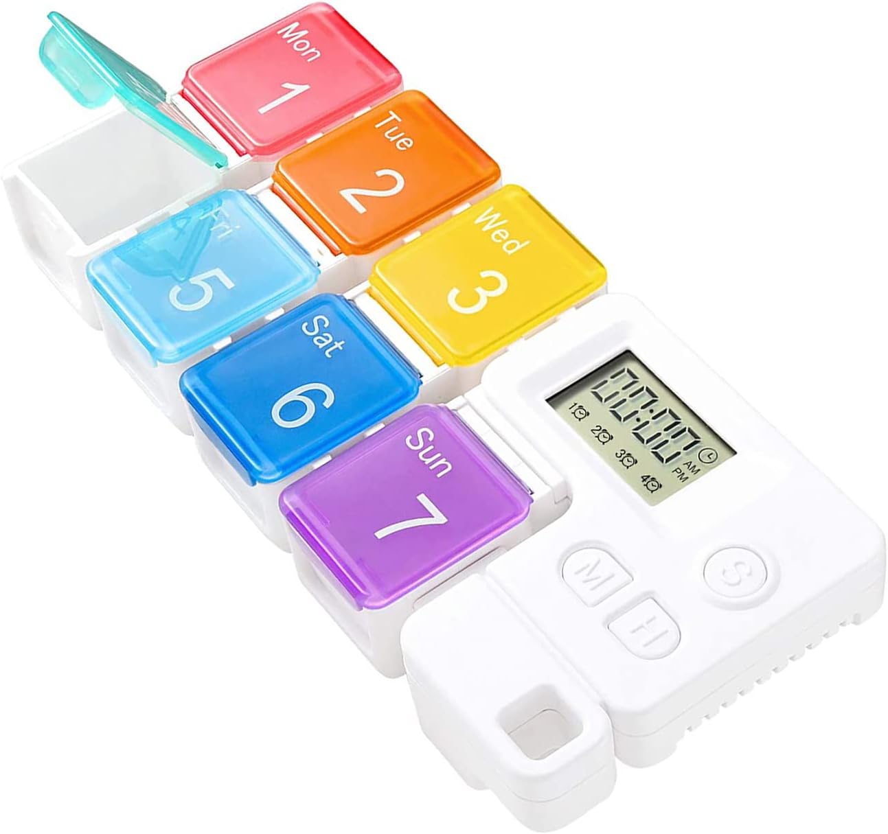 Automatic Pill Dispenser Weekly Pill Box Organiser, 7 Day Portable Pill Box with Smart Reminder Alarm