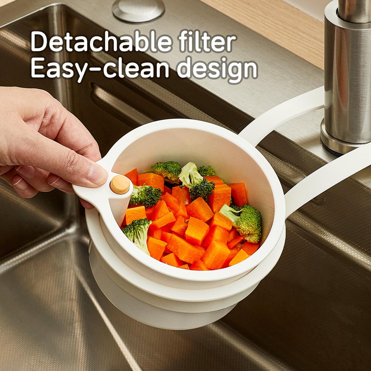Kitchen Sink Drain Basket, Double Layer Strainer Food Waste Filter Baskets