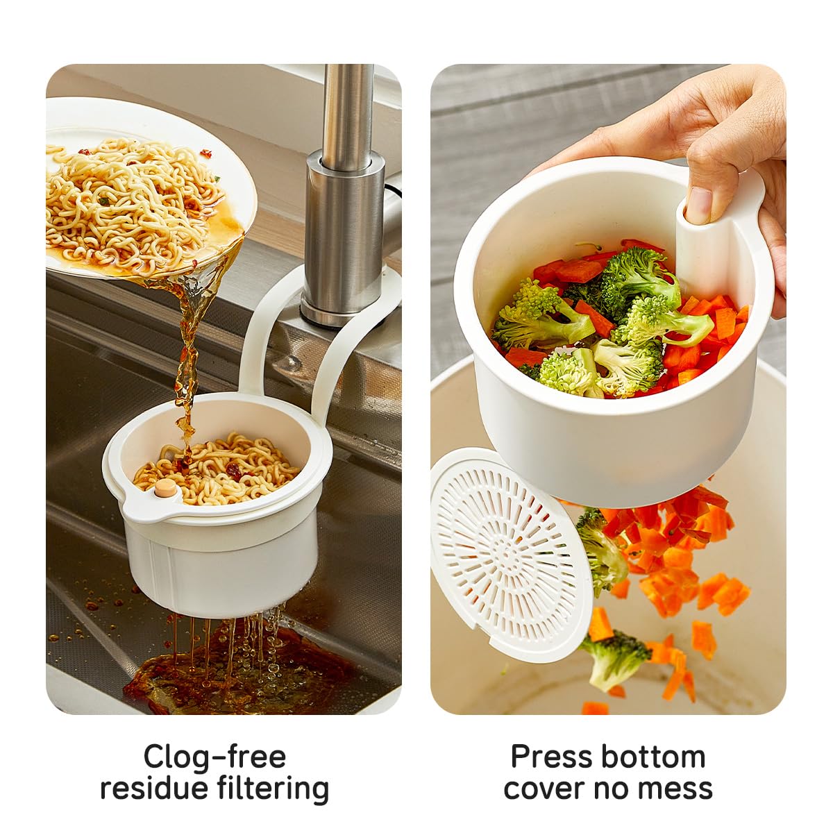 Kitchen Sink Drain Basket, Double Layer Strainer Food Waste Filter Baskets