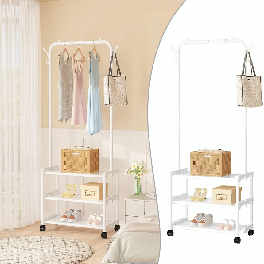 Floor Hanger For Clothes, Shoe Rack Bedroom Organizer