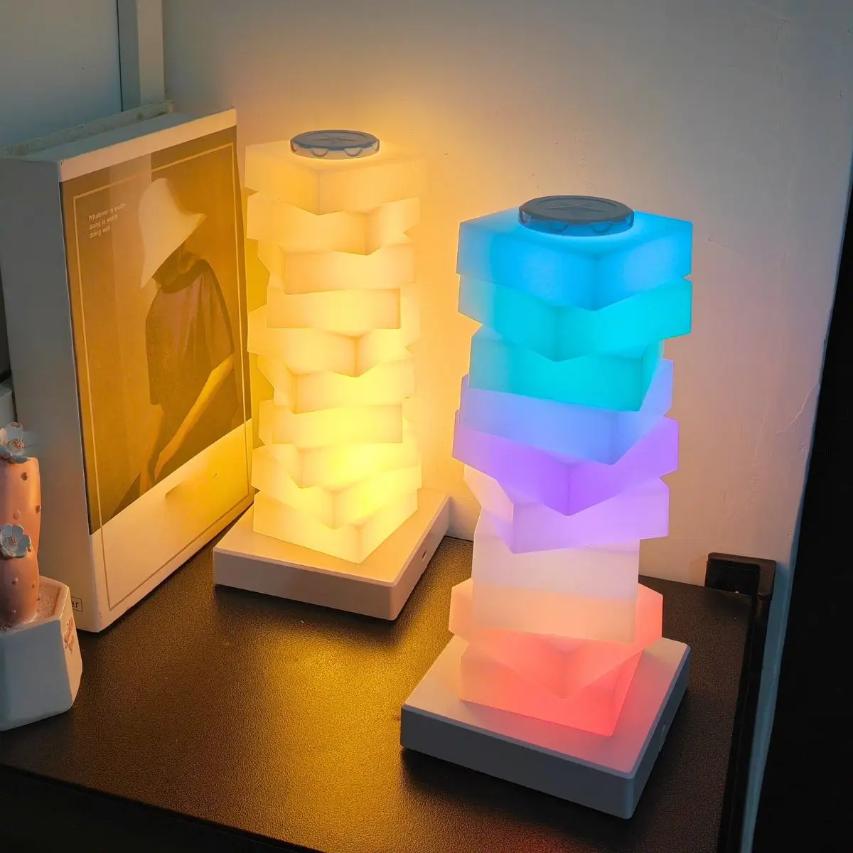 Triangle Cube Atmosphere Multi-Colour Lighting Rechargeable Lamp