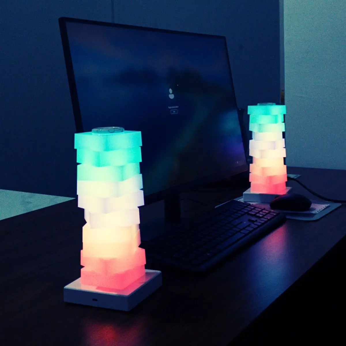 Triangle Cube Atmosphere Multi-Colour Lighting Rechargeable Lamp