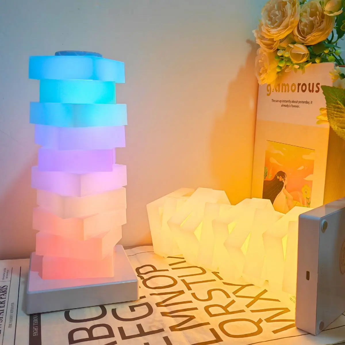 Triangle Cube Atmosphere Multi-Colour Lighting Rechargeable Lamp