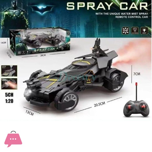 Batman RC Car with Bat Man Toy High Speed Remote Control Black Batmobile Car Spray Smoke with Lights Realistic Sound