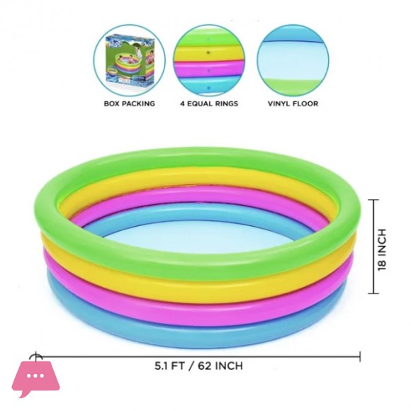 Bestway 4 Ring Colorful Summer Pool For Kids, Size 5.1 x 1.5 Feet - Age 4+ - 51117
