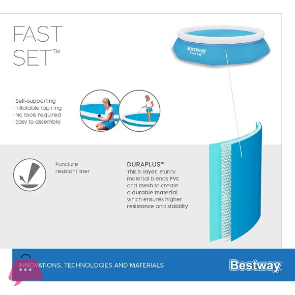 Bestway 57448 Fast Set Expansion Pool With Inflatable Ring 8 Feet x 24 Inch