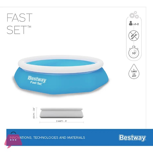 Bestway 57448 Fast Set Expansion Pool With Inflatable Ring 8 Feet x 24 Inch