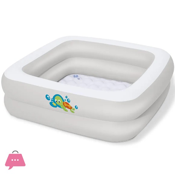 Bestway Baby Bath Tub Square with Inflatable Bottom White 34 x 34 x 10 Inch - 51116