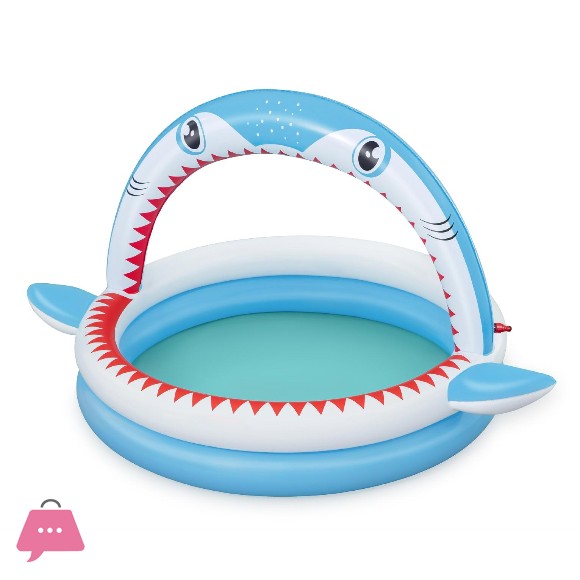 Bestway Childrens Inflatable Pool Shark with Sprinkler - 163x127x92cm - 53157