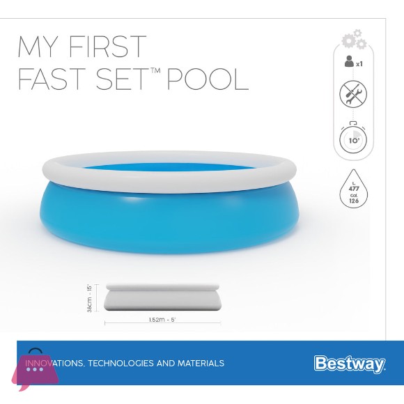 Bestway Fast Set Inflatable Ground Pool - 5 x 1.2 Feet - Age 3+ - 57241