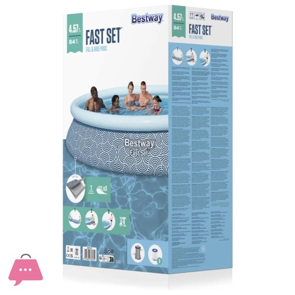 Bestway Fast Set Inflatable Pool Set Round Ring Above Ground Swimming Pool 15 Feet x 33 Inch - 57313