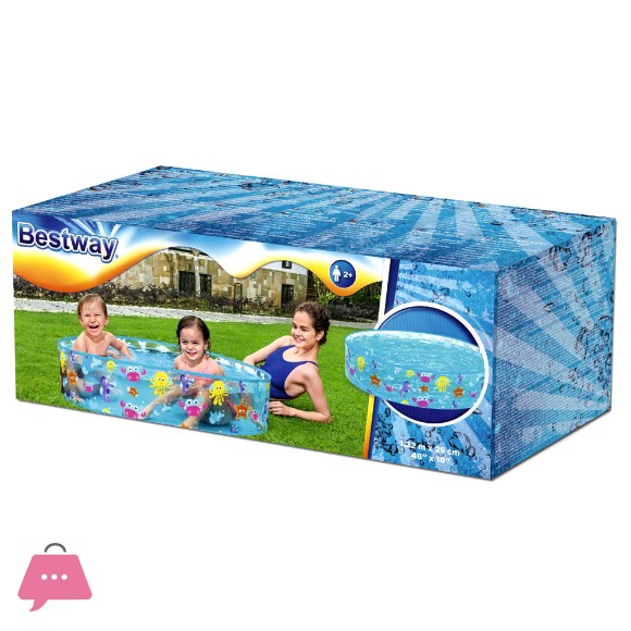 Bestway Fill N Fun Fix Basin Ocean Life Vinyl kids Play without Air Pool 4 Feet x 10 Inch - 55028