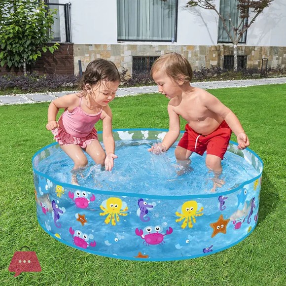 Bestway Fill N Fun Fix Basin Ocean Life Vinyl kids Play without Air Pool 4 Feet x 10 Inch - 55028