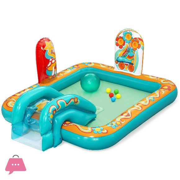 Bestway H2OGO Retro Groove Kids Inflatable Play Center and Pool 6 Ft. 4 In. X 60 In. X 29 In. - 53164