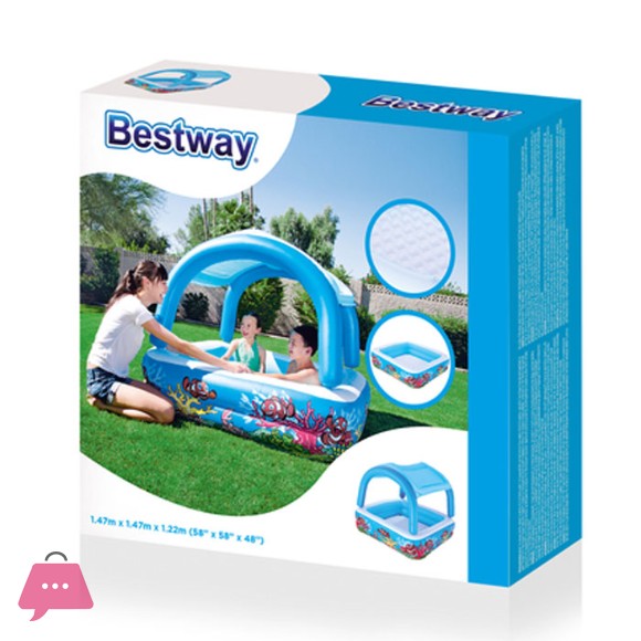 Bestway Multicolour Vinyl Kids Play Pool - Size 4.8 x 4.8 x 4 - Age 3+ - 52192